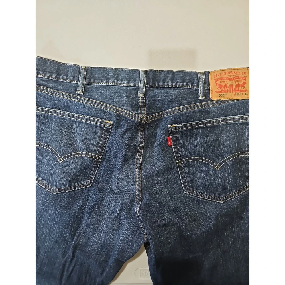 Levi's 559 Relaxed Straight Jeans Men's 38x34 Dark Wash Denim Blue